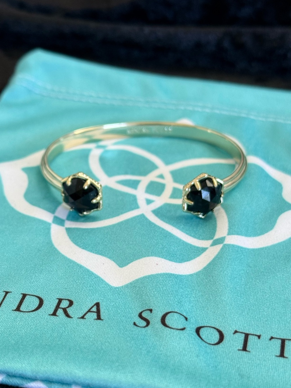 Kendra Scott Arden Open Cuff Bracelet with black onyx